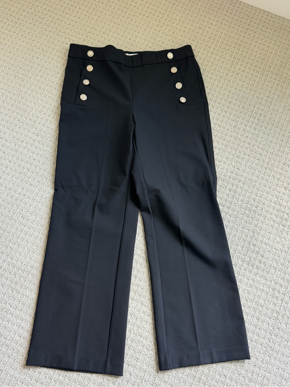 Jules & Leopold Black Wide-Leg Sailor Button Trousers